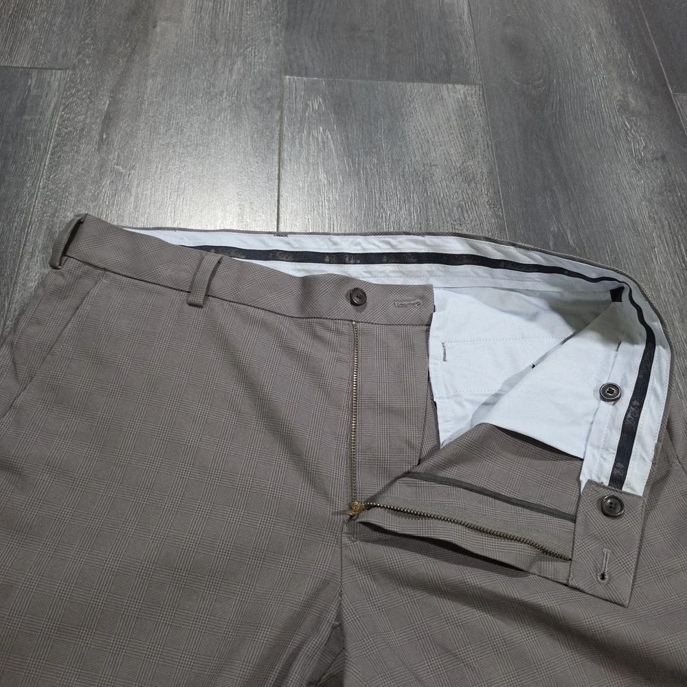 Brooks Brothers Advantage Chino Clark Pant Men 35x32 Gray Plaid Stretch Supima‎